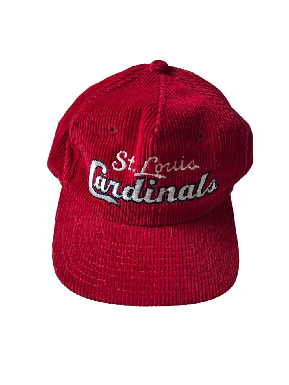 VINTAGE 90S TWINS ST LOUIS CARDINALS RED CORDUROY SNAPBACK HAT MENS ADULT